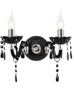 ACA DECOR – Επίτοιχο Φωτιστικό 2ΧΕ14 Ακρυλικό Μαύρο + Χρώμιο Μέταλλο 32X25cm