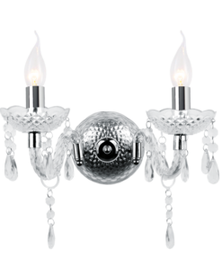 ACA DECOR – Επίτοιχο Φωτιστικό 2ΧΕ14 Ακρυλικό Διάφανο + Χρώμιο Μέταλλο 32X25cm