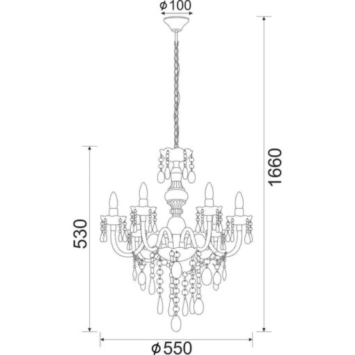 ΚΡΕΜΑΣΤΟ ΜΑΥΡΟ ΑΚΡΥΛΙΚΟ 6X40W E14 PEGASUS ACA DECOR  – SF64026B