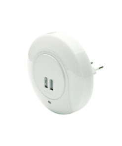 LED Φωτάκι Νυκτός 1W 4000K με 2 USB Θύρες Διακόπτη & Auto Mode Λευκό ACA – SF78LED