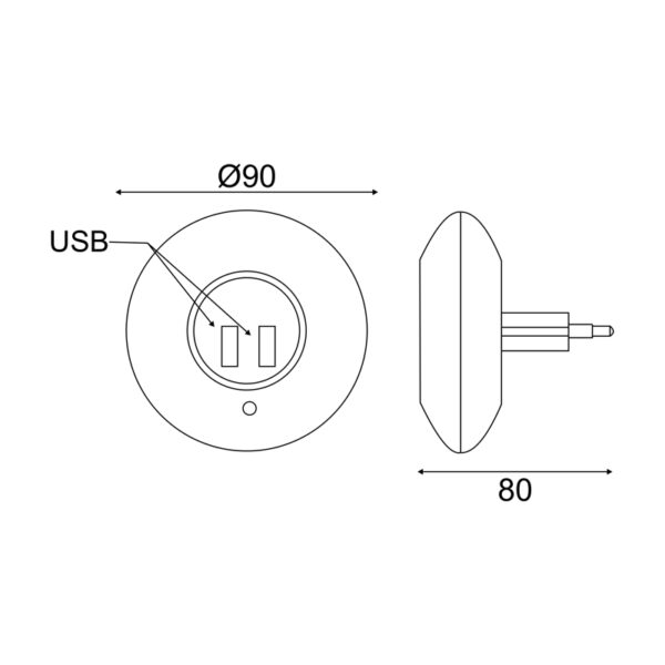 LED Φωτάκι Νυκτός 1W 4000K με 2 USB Θύρες Διακόπτη & Auto Mode Λευκό ACA – SF78LED