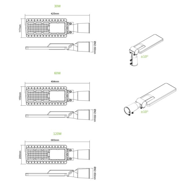 LED Φωτιστικό Δρόμου 30W ACA 150°x75° 4200lm IP66 4000K – BISE3040