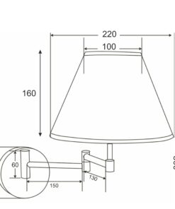 Απλίκα τύπου Ξενοδοχείου με Μαύρο Καπέλο 1xΕ27 ACA DECOR – SUWB01B