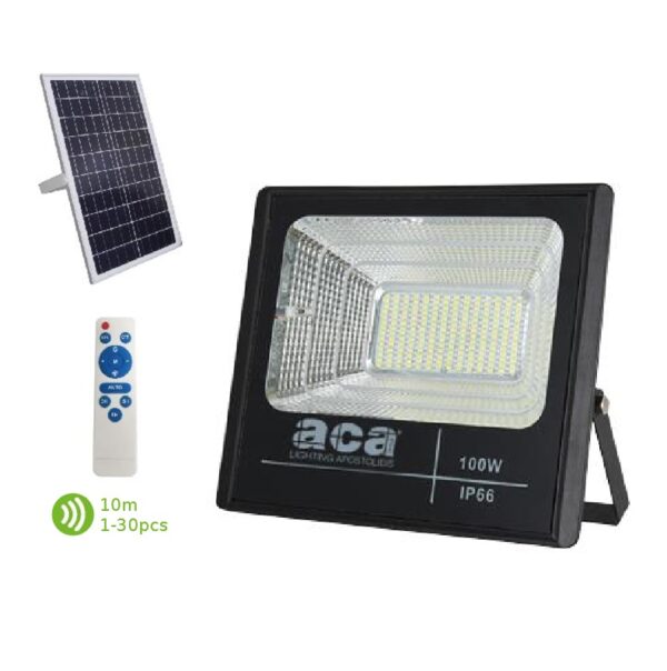 LED Ηλιακός Προβολέας 200W ACA 120° Αδιάβροχος IP66 6000K - SV20060