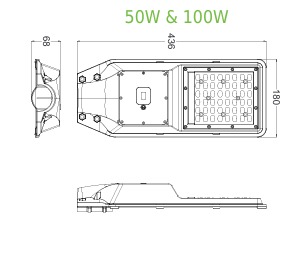 Ηλιακό Φωτιστικό Δρόμου LED 100W με Ανιχνευτή Κίνησης 1600lm 4000K IP65 ACA – LANE10040
