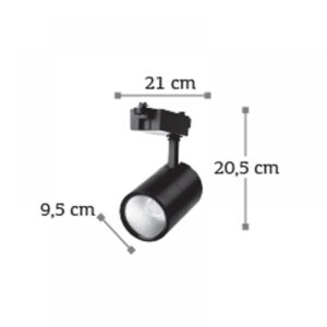InLight Σποτ Ράγας Μαύρο LED 30W 3000K D:9,5cmX20,5cm (T00201-BL)