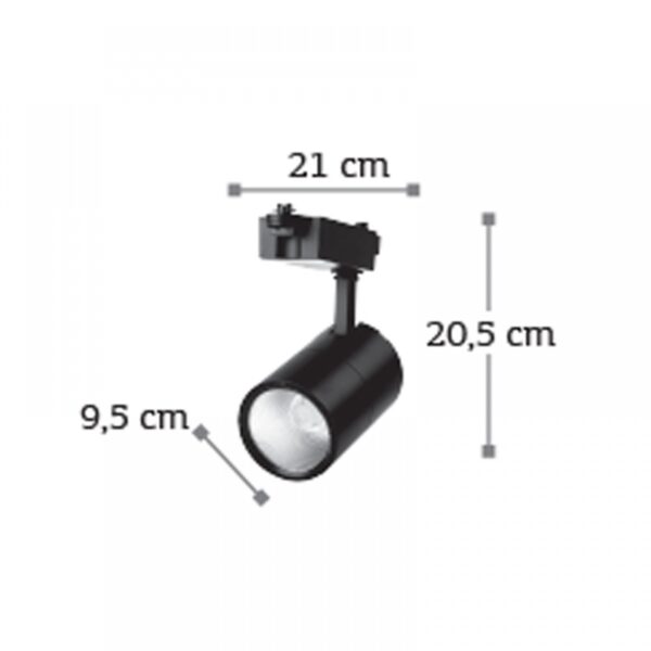 InLight Σποτ Ράγας Μαύρο LED 30W 3000K D:9,5cmX20,5cm (T00201-BL)