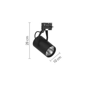InLight Σποτ τριφασικής ράγας LED 30W 4000K σε μαύρη απόχρωση D:10cmX28cm (T00902-BL)
