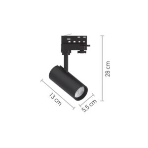 InLight Σποτ τριφασικής ράγας LED 10W 3000K σε μαύρη απόχρωση D:10cmX15,5cm (T01001-BL)