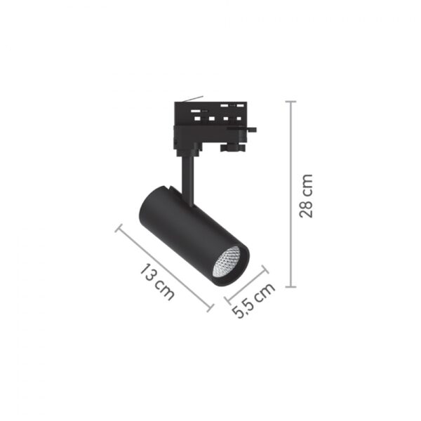 InLight Σποτ τριφασικής ράγας LED 10W 3000K σε μαύρη απόχρωση D:10cmX15,5cm (T01001-BL)