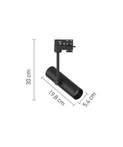 InLight Σποτ τριφασικής ράγας σε μαύρη απόχρωση 1XGU10 D:5,4cmX30cm (T01100-BL)