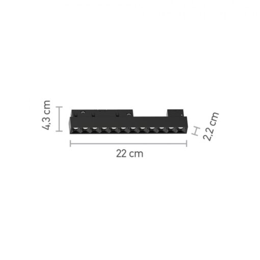 InLight Φωτιστικό LED 12W 3000K για μαγνητική ράγα σε μαύρη απόχρωση D:22cmX4,3cm (T01301-BL)