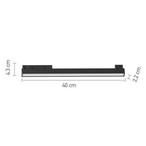 InLight Φωτιστικό LED 18W 4000K για μαγνητική ράγα σε μαύρη απόχρωση D:40cmX4,3cm (T01802-BL)