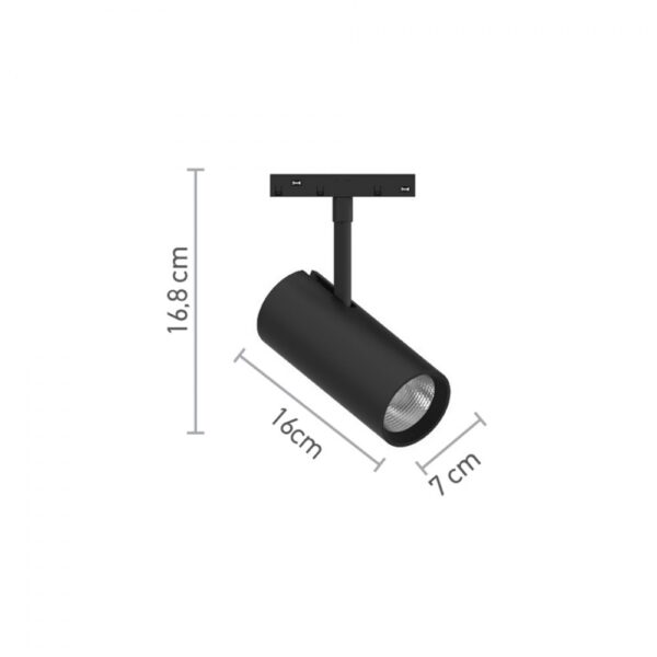 InLight Σποτ μαγνητικής ράγας LED 20W 3000K σε μαύρη απόχρωση D:16cmX16,8cm (T02001-BL)