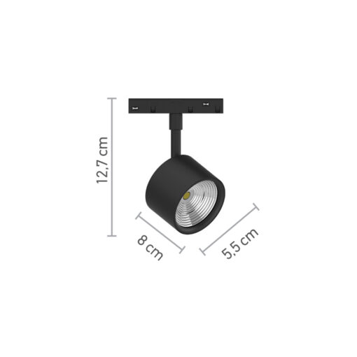 InLight Σποτ μαγνητικής ράγας LED 10W 4000K σε μαύρη απόχρωση D:8cmX12,7cm (T02102-BL)
