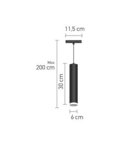 InLight Κρεμαστό φωτιστικό LED 10W 4000K για μαγνητική ράγα σε μαύρη απόχρωση D:6cmX30cm (T02402-BL)