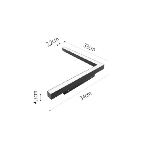 InLight Γραμμικό φωτιστικό γωνία LED 24W 3000K για μαγνητική ράγα σε μαύρη απόχρωση D:30cmX30cm (T05701-BL)
