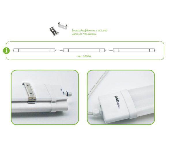 LED Γραμμικό Στεγανό Φωτιστικό 71cm 18W ACA 1570lm 120° 4000K IP66 – TETE1840