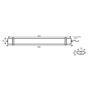LED Γραμμικό Στεγανό Φωτιστικό 65cm 30W ACA 2750lm 120° 6500K IP66 – TETE3065