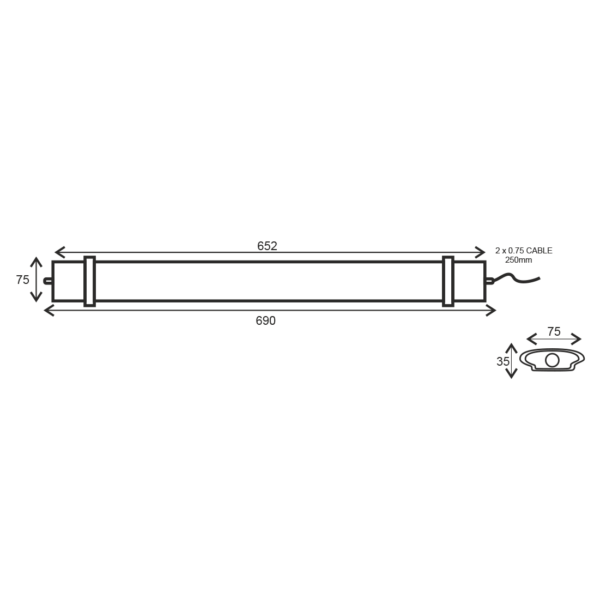 LED Γραμμικό Στεγανό Φωτιστικό 65cm 30W ACA 2750lm 120° 6500K IP66 – TETE3065