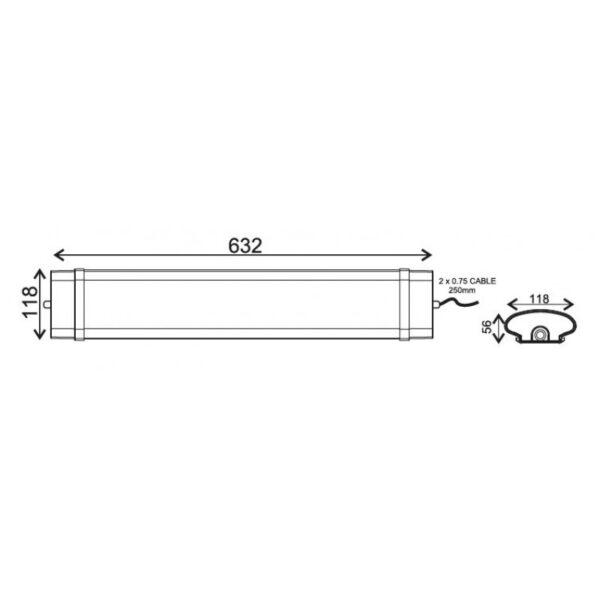 LED Γραμμικό Στεγανό Φωτιστικό 63cm 60W ACA 5400lm 120° 4000K IP66 – TETEH6040