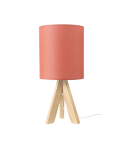 ACA DECOR – Επιτραπέζιο Φωτιστικό 1ΧΕ14 Ξύλο + Εκαι Αμπαζούρ Φ18XH40cm