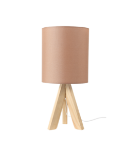 ACA DECOR – Επιτραπέζιο Φωτιστικό 1ΧΕ14 Ξύλο + Μουσταρδί Αμπαζούρ Φ18XH40cm