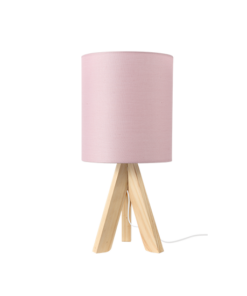 Επιτραπέζιο Φωτιστικό 1ΧΕ14 Ξύλο + Παλ Ροζ Αμπαζούρ Φ18XH40cm ACA DECOR – TF176721TPP