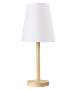 ACA DECOR – Επιτραπέζιο Φωτιστικό 1ΧΕ14 Ξύλο + Λευκό Αμπαζούρ Φ18XH39cm