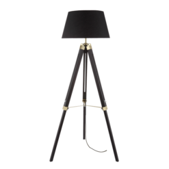 ACA DECOR – Επιδαπέδιο Φωτιστικό 1ΧΕ27 Ξύλο + Μαύρο Αμπαζούρ+Ορείχαλκο Μέταλλο TF17701FBBB