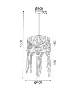 ΚΡΕΜΑΣΤΟ Φ/Σ 1ΧΕ27 THASSOS ΕΚΡΟΥ ΜΑΛΛΙΝΟ D40XH165CM ACA – TF20221P