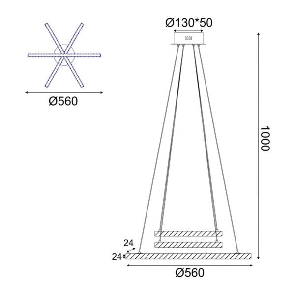ΚΡΕΜΑΣΤΟ ΦΩΤΙΣΤΙΚΟ LED 27W 3000K 2850LM CANELA ΞΥΛΟ+ΛΕΥΚΟ ΜΕΤΑΛΛΙΚΟ D56XH100CM ACA – TNK299LED27P