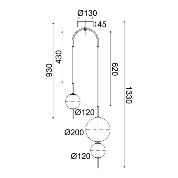 ΚΡΕΜΑΣΤΟ ΦΩΤΙΣΤΙΚΟ LED 15W 3000K 1500LM AMELIA ΜΑΥΡΟ ΜΕΤΑΛΛΙΚΟ+ΛΕΥΚΟ ΓΥΑΛΙ D37XH130CM ACA – TNK323LED15P