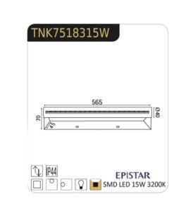 Επίτοιχο Φωτιστικό LED 15W IP44 Λευκό + Χρώμιο ACA DECOR Θερμό Λευκό 3200K – TNK7518315W