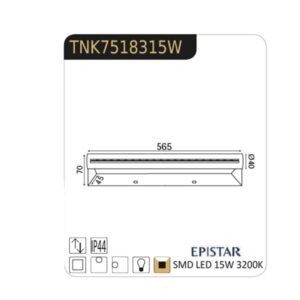 Επίτοιχο Φωτιστικό LED 15W IP44 Λευκό + Χρώμιο ACA DECOR  Θερμό Λευκό 3200K – TNK7518315W