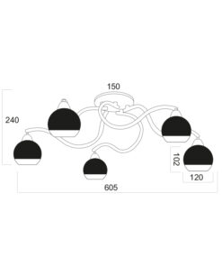 Φωτιστικό Οροφής 5ΧΕ27 Μέταλλο+Γυαλί Χρυσοχάλκινο Φ120 ACA DECOR – TNK81444CG5H