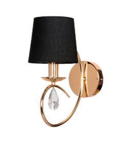 Επιτοίχιο Φωτιστικό 1ΧΕ14 Μεταλλικό Χρυσοχάλκινο + Μαύρο Ύφασμάτινο Αμπαζούρ ACA DECOR – TNK81490CG1W