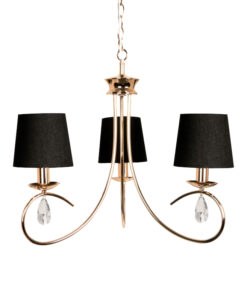 Κρεμαστό Φωτιστικό 3ΧΕ14 Μέταλλο Χρυσοχάλκινο + Μαύρο Ύφασμάτινο Αμπαζούρ ACA DECOR – TNK81490CG3P