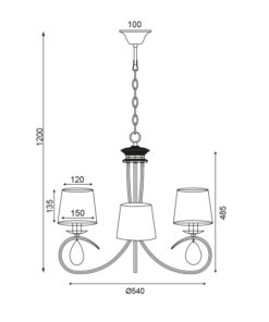 Κρεμαστό Φωτιστικό 3ΧΕ14 Μέταλλο Χρυσοχάλκινο + Μαύρο Ύφασμάτινο Αμπαζούρ ACA DECOR – TNK81490CG3P