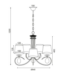 Κρεμαστό Φωτιστικό 5ΧΕ14 Μέταλλο Χρυσοχάλκινο + Μαύρο Ύφασμάτινο Αμπαζούρ ACA DECOR – TNK81490CG5P