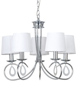 Κρεμαστό Φωτιστικό 5ΧE14 Μεταλλικό Χρώμιο Νίκελ Λευκά Καπέλα ACA DECOR – TNK81490CR5P