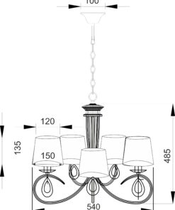 Κρεμαστό Φωτιστικό 5ΧE14 Μεταλλικό Χρώμιο Νίκελ Λευκά Καπέλα ACA DECOR – TNK81490CR5P