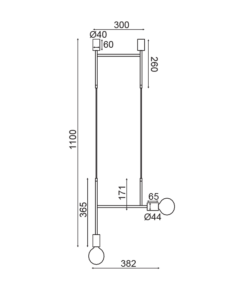 ΚΡΕΜΑΣΤΟ ΦΩΤΙΣΤΙΚΟ 2ΧΕ27 ΜΑΥΡΟ ΜΕΤΑΛΛΙΚΟ 38X4X110CM KYOTO ACA DECOR – TNK852P38BK