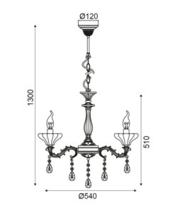 Κρεμαστό Φωτιστικό Οροφής 3xE14 Ø540 Μέταλλο-Κρύσταλλο Μπρονζέ Αντικέ ACA DECOR – TNK854533P