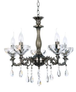 Κρεμαστό Φωτιστικό Οροφής 5xE14 Ø540 Μέταλλο-Κρύσταλλο Μπρονζέ Αντικέ ACA DECOR – TNK854535P