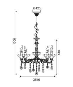 Κρεμαστό Φωτιστικό Οροφής 5xE14 Ø540 Μέταλλο-Κρύσταλλο Μπρονζέ Αντικέ ACA DECOR – TNK854535P
