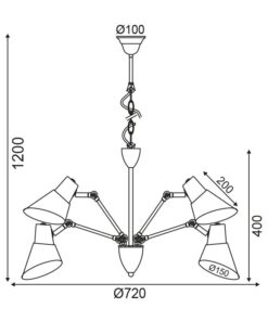 Κρεμαστό Φωτιστικό Οροφής με Ρυθμιζόμενες Κεφαλές 5xE27 Ø720 Μεταλλικό Μαύρο-Λευκό ACA DECOR – TNK854575PB