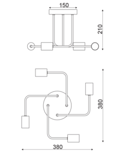 ACA DECOR   – Φωτιστικό Οροφής 4XE27 Μεταλλικό Μαύρο Ματ Φ44XH21cm