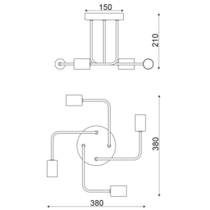 ACA DECOR   – Φωτιστικό Οροφής 4XE27 Μεταλλικό Μαύρο Ματ Φ44XH21cm