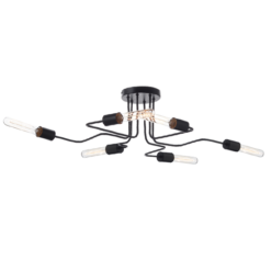 ACA DECOR – Φωτιστικό Οροφής 6XE27 Μεταλλικό Μαύρο Ματ 73X50XH21cm